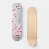 Skateboard Cherry Blossom rose gris Asie Floral Monogramme (Recto)
