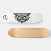 Skateboard Cheshire cat black and white line art smile (Horz)