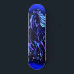 Skateboard Cheval Bleu Néon Couchant Au Lune La Nuit étoilée<br><div class="desc">Neon Blue Horse Running At Moonlight Starry Night Magic Animal Dessin - Choisissez / Ajoutez Votre Texte / Couleur Unique - Faites Votre Cadeau Spécial - Redimensionnez et déplacez ou retirez et ajoutez des éléments / image avec outil de personnalisation ! - Dessin et design par MIGNED. Vous pouvez également...</div>