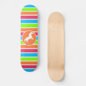 Skateboard Cheval; Bleu vert rose néon (Recto)