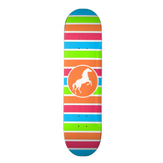 Skateboard Cheval; Bleu vert rose néon