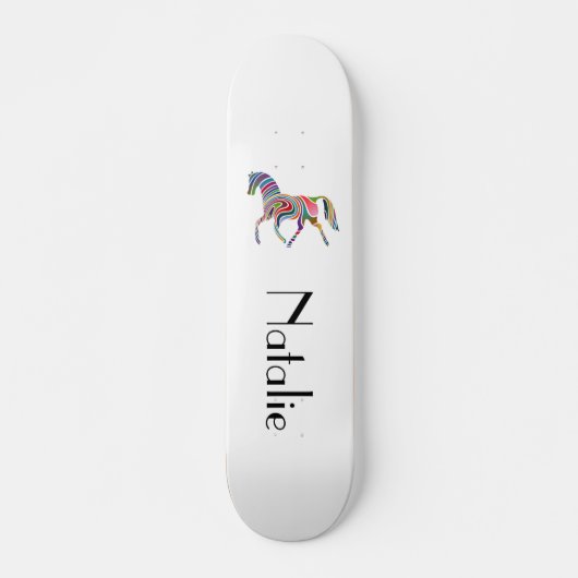 Skateboard Cheval d'arc-en-ciel - votre nom (Devant)