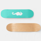 Skateboard Cheval de mer Turquoise et Blanc (Horz)