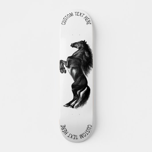 Skateboard Cheval sauvage noir droit - Dessin - Ajouter votre (Devant)
