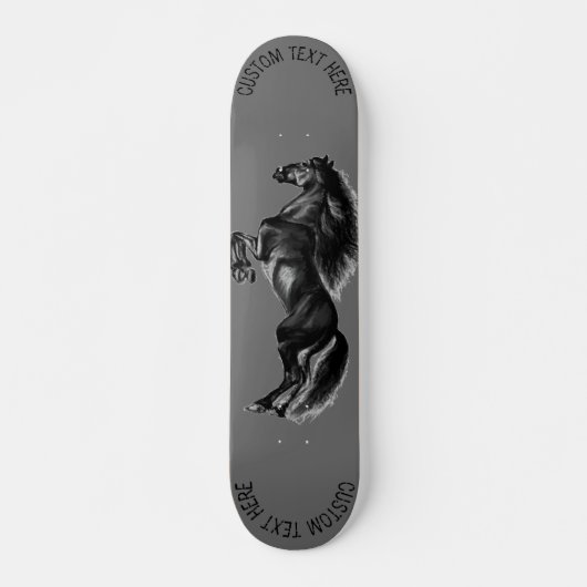 Skateboard Cheval sauvage noir droit - Dessin - Ajouter votre (Devant)