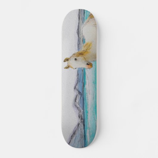 Skateboard Cheval sur une plage (Recto)