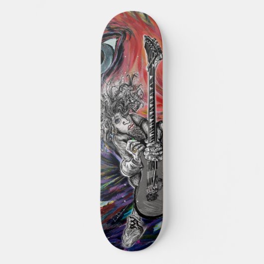 Skateboard Cheveux Guitare Art (Recto)
