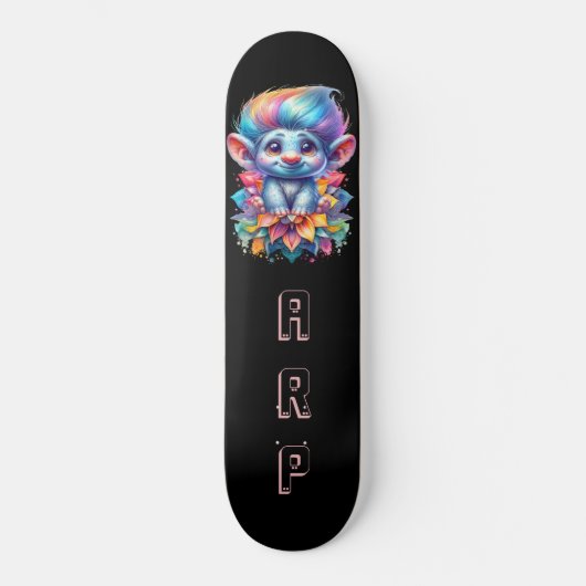 Skateboard *~* Cheveux Rainbow Troll AP89 Neon Initial (Recto)