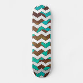 Skateboard Chevron Cow Impression Brown et Turquoise (Recto)