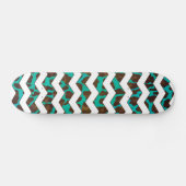 Skateboard Chevron Léopard Imprimé Marron et Turquoise (Horz)