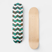 Skateboard Chevron Léopard Imprimé Marron et Turquoise (Recto)