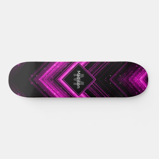 Skateboard Chevron noir rose chaud brillant métallique Monogr (Horz)