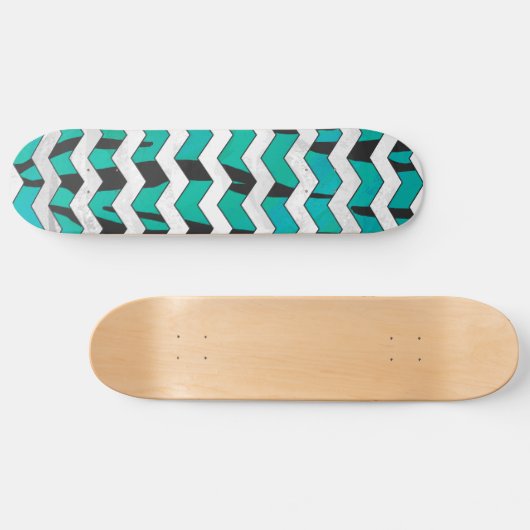 Skateboard Chevron Tiger noir et Turquoise (Horz)