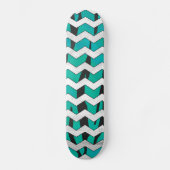 Skateboard Chevron Tiger noir et Turquoise (Recto)
