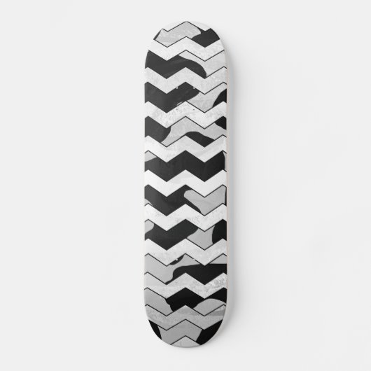 Skateboard Chevron Vache noir et blanc (Recto)