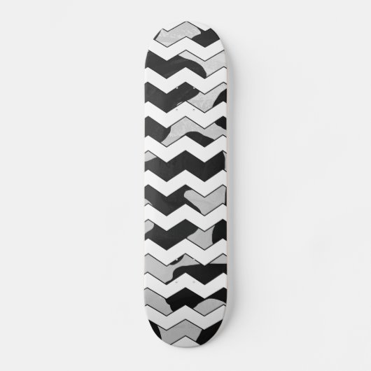 Skateboard Chevron Vache noir et blanc (Recto)