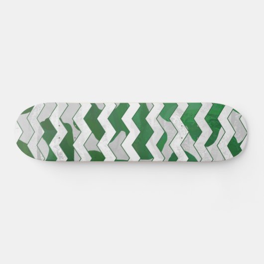 Skateboard Chevron Vache vert et blanc Impression (Horz)