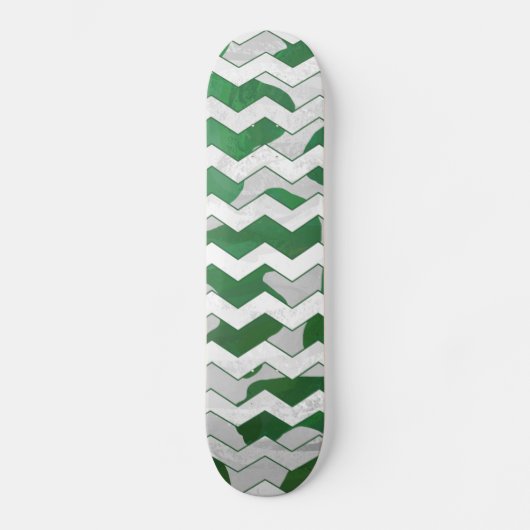 Skateboard Chevron Vache vert et blanc Impression (Recto)