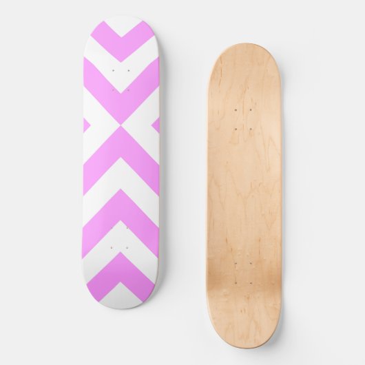 Skateboard Chevrons roses et blancs (Recto)