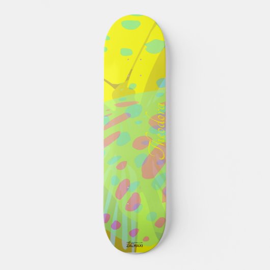 Skateboard Chic Abstrait Papillon Or Violet Jaune (Recto)