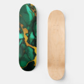 Skateboard Chic Elegant vert foncé jaune Faux Marble (Recto)
