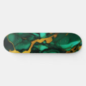 Skateboard Chic Elegant vert foncé jaune Faux Marble (Horz)