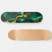 Skateboard Chic Elegant vert foncé jaune Faux Marble (Horz)