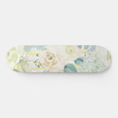 Skateboard Chic menthe vert jaune aquarelle bleu floral (Horz)