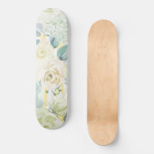 Skateboard Chic menthe vert jaune aquarelle bleu floral (Recto)