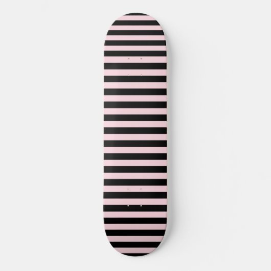 Skateboard Chic Mignon Rayures Rose Clair et Noir (Recto)
