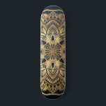 Skateboard Chic Moderne Marine Blue Gold Mandala<br><div class="desc">Ce design chic et d'inspiration bohème est parfait pour une femme élégante et branchée. Il présente une fausse feuille d'or dessinée à la main sur une marine foncée simple et moderne à un arrière - plan gris foncé foncé foncé foncé foncé foncé. C'est joli, boho, joli, élégant et luxueux. ***REMARQUE...</div>