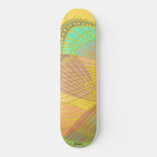 Skateboard Chic Papillon Or Jaune Orange Motif (Recto)