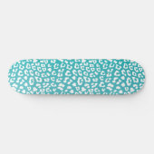 Skateboard Chic White Leopard Spots on Turquoise (Horz)