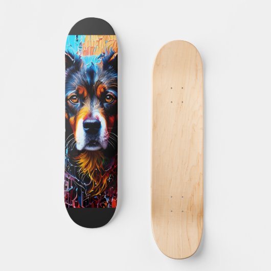 Skateboard chien Abstrait de couleur de splash (Recto)