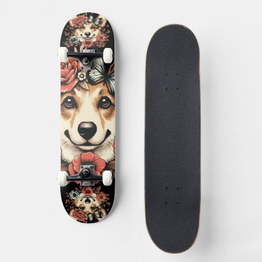 Skateboard Chien de Corgi (Recto)