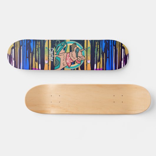 Skateboard Chien de rue rétro avec lunettes de soleil | Drôle (Horz)