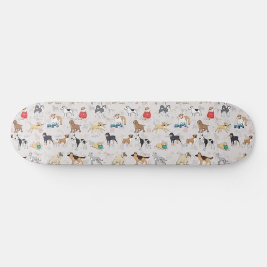 Skateboard Chiens mignons Design Motif Blanc (Horz)