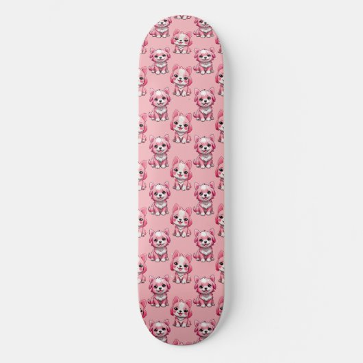Skateboard Chiens roses mignons (Recto)