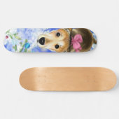 Skateboard Chiot Avec Ruban Rose - Mignonne - (Horz)