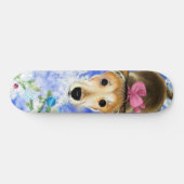 Skateboard Chiot Avec Ruban Rose - Mignonne - (Horz)