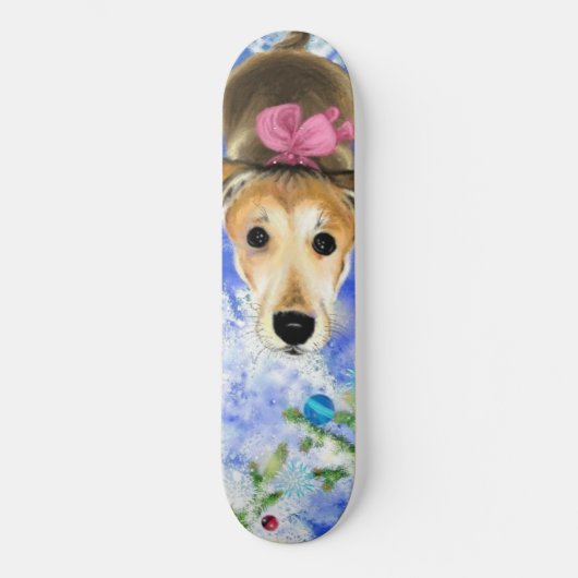 Skateboard Chiot Avec Ruban Rose - Mignonne - (Recto)