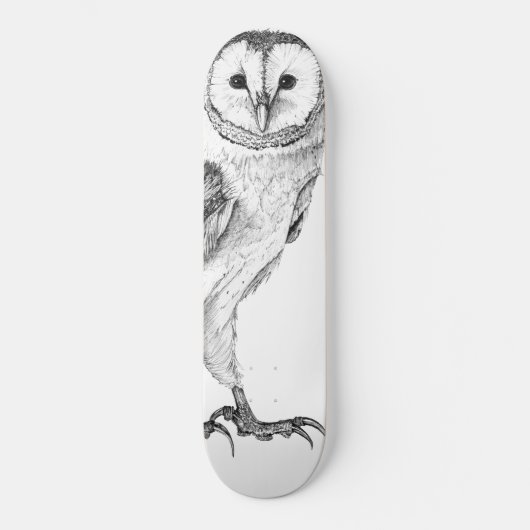 Skateboard Chouette - Dessin En Stylo Noir (Recto)