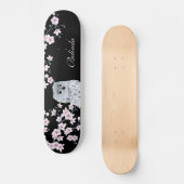 Skateboard Chouette mignonne Cerisier rose Fleur Monogramme F (Recto)