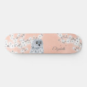 Skateboard Chouette Rose Parties scintillant or Cerisier Fleu (Horz)