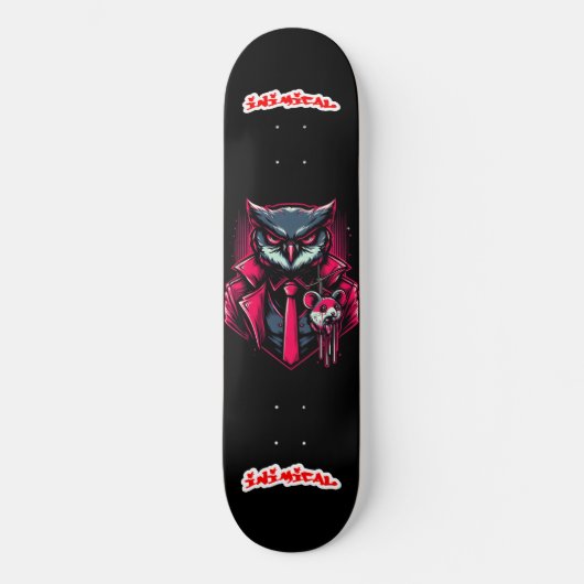 Skateboard Chouette rouge Inimical Apex Predator Series (Recto)
