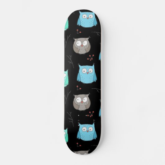 Skateboard Chouettes et branches Motif (Recto)