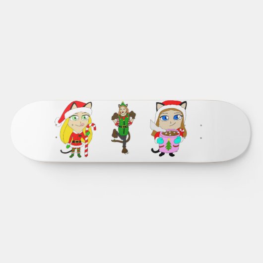 Skateboard Christmas Catgirls (Horz)