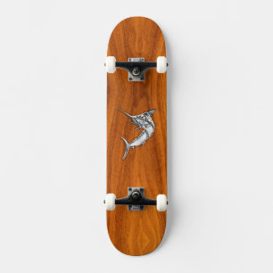 Skateboard Chrome Marlin sur le bois de teck