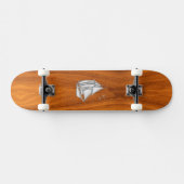 Skateboard Chromes Silver like Sailboat on Teak Veneer (Horz)