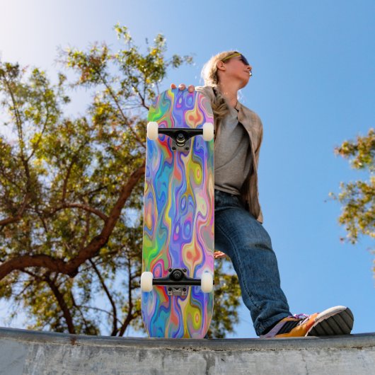 Skateboard Ciel bleu clair rose citron vert violet onette Art (Extérieur 1)